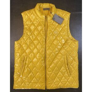 G4  Size XL G/Fore Golf Puffer Vest Full Zip Yellow Wool Lined Quilted NEW Gold